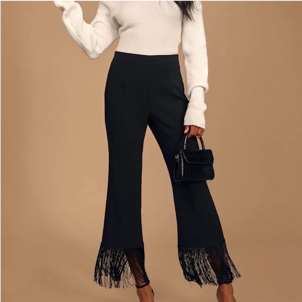 Lulu's Black Fringe Boot Cut Pants